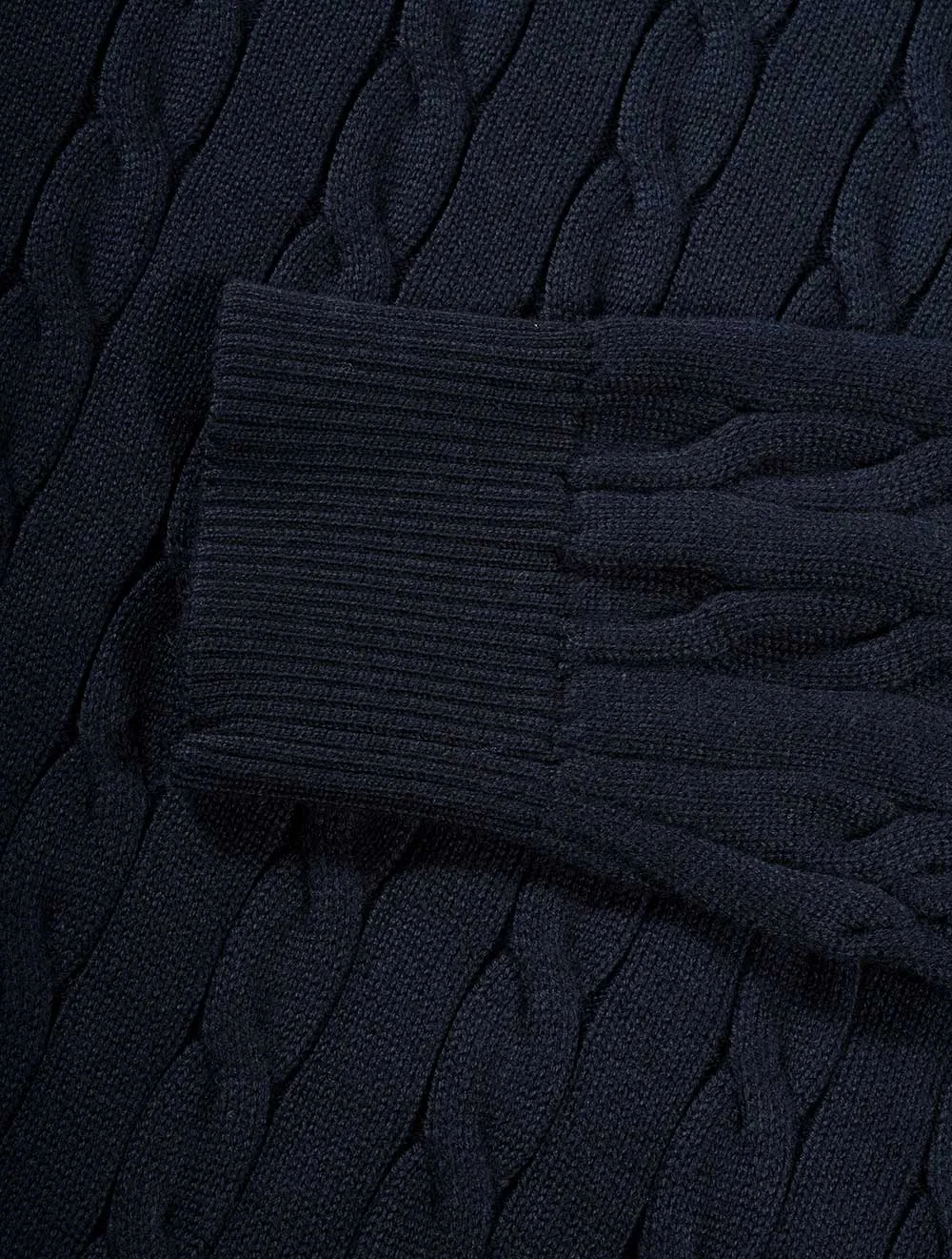 Baumwoll-Rippstrick-Rollkragenpullover Abendblau