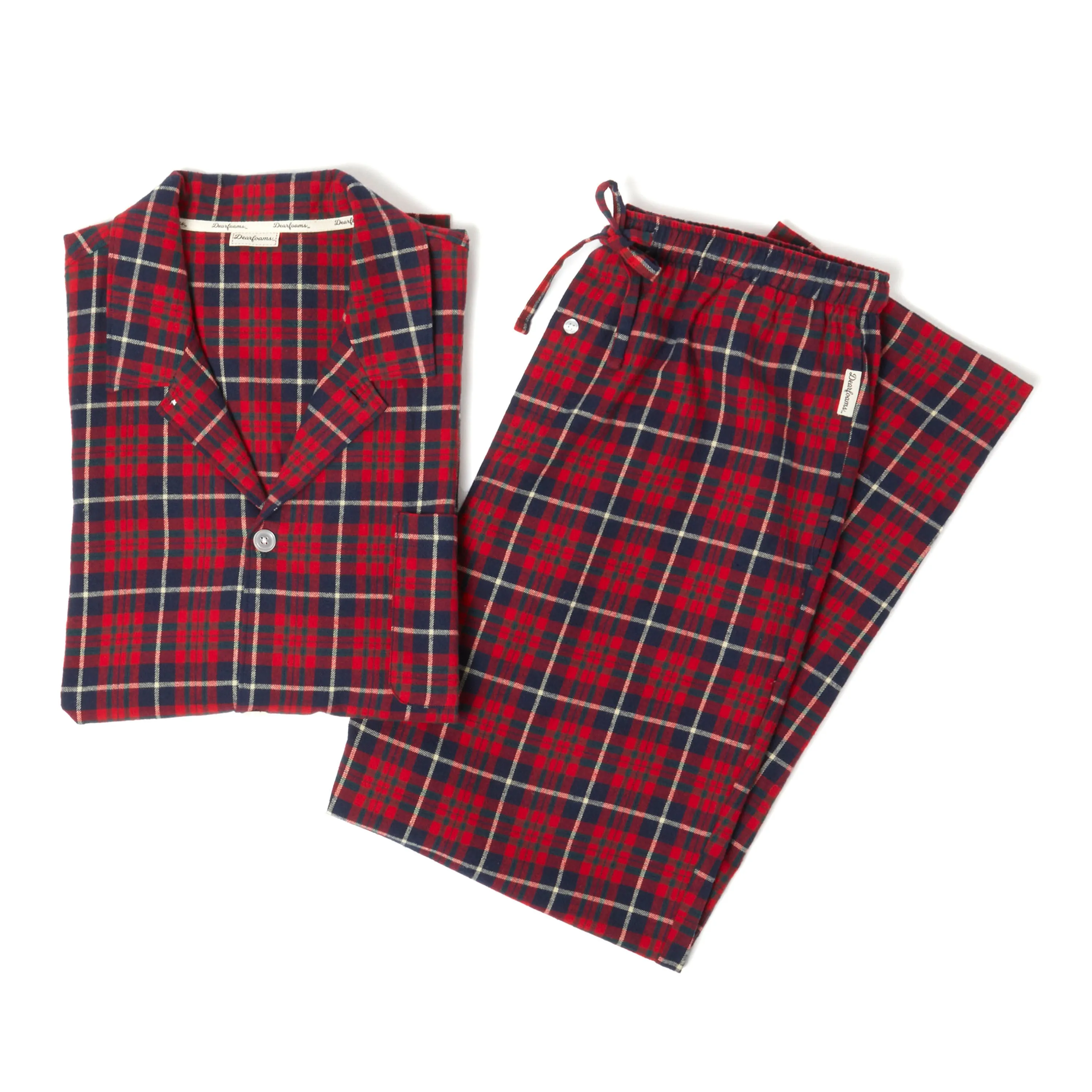 Dearfoams Unisex-Zweiteiler-Pyjama-Set für Erwachsene im passenden Karomuster