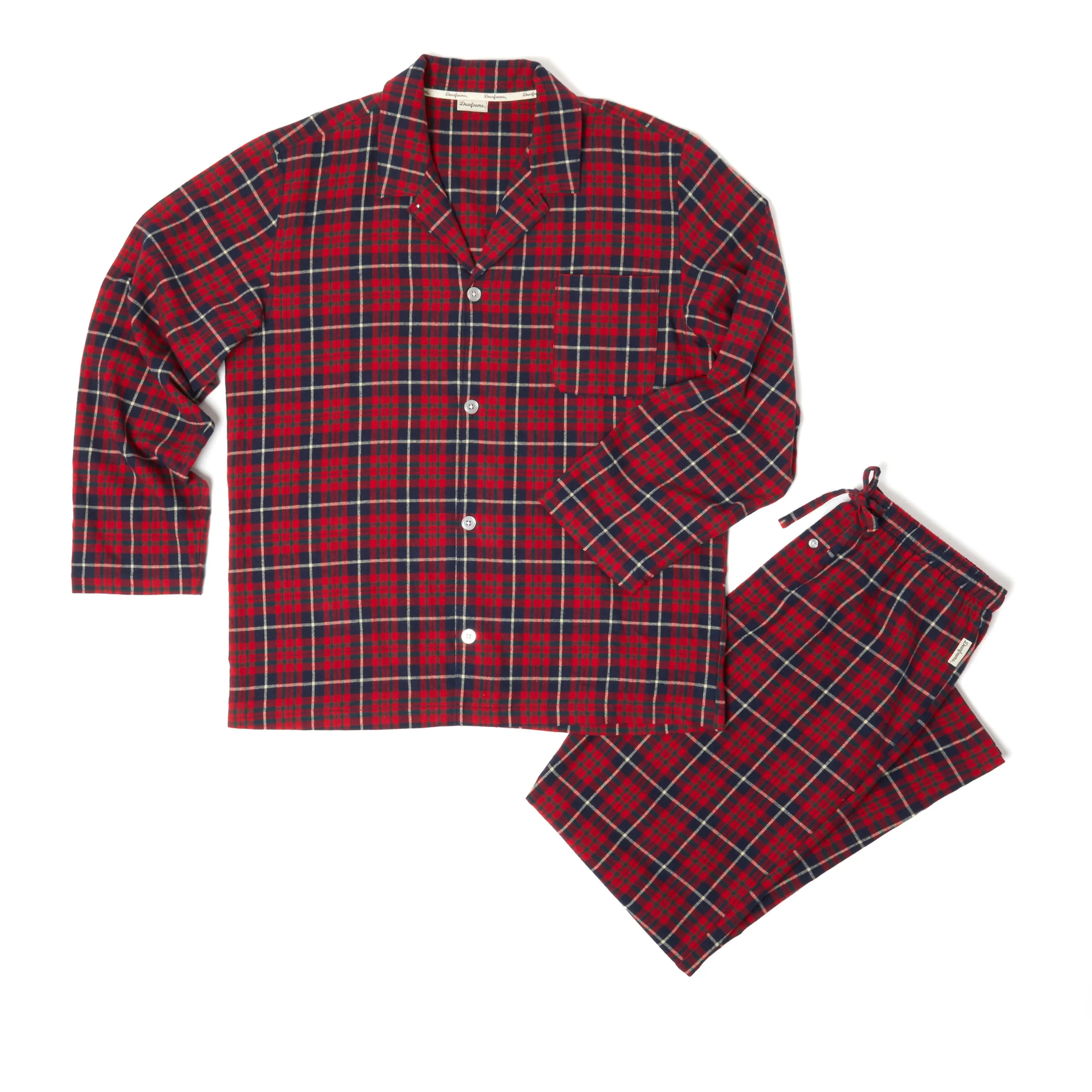 Dearfoams Unisex-Zweiteiler-Pyjama-Set für Erwachsene im passenden Karomuster