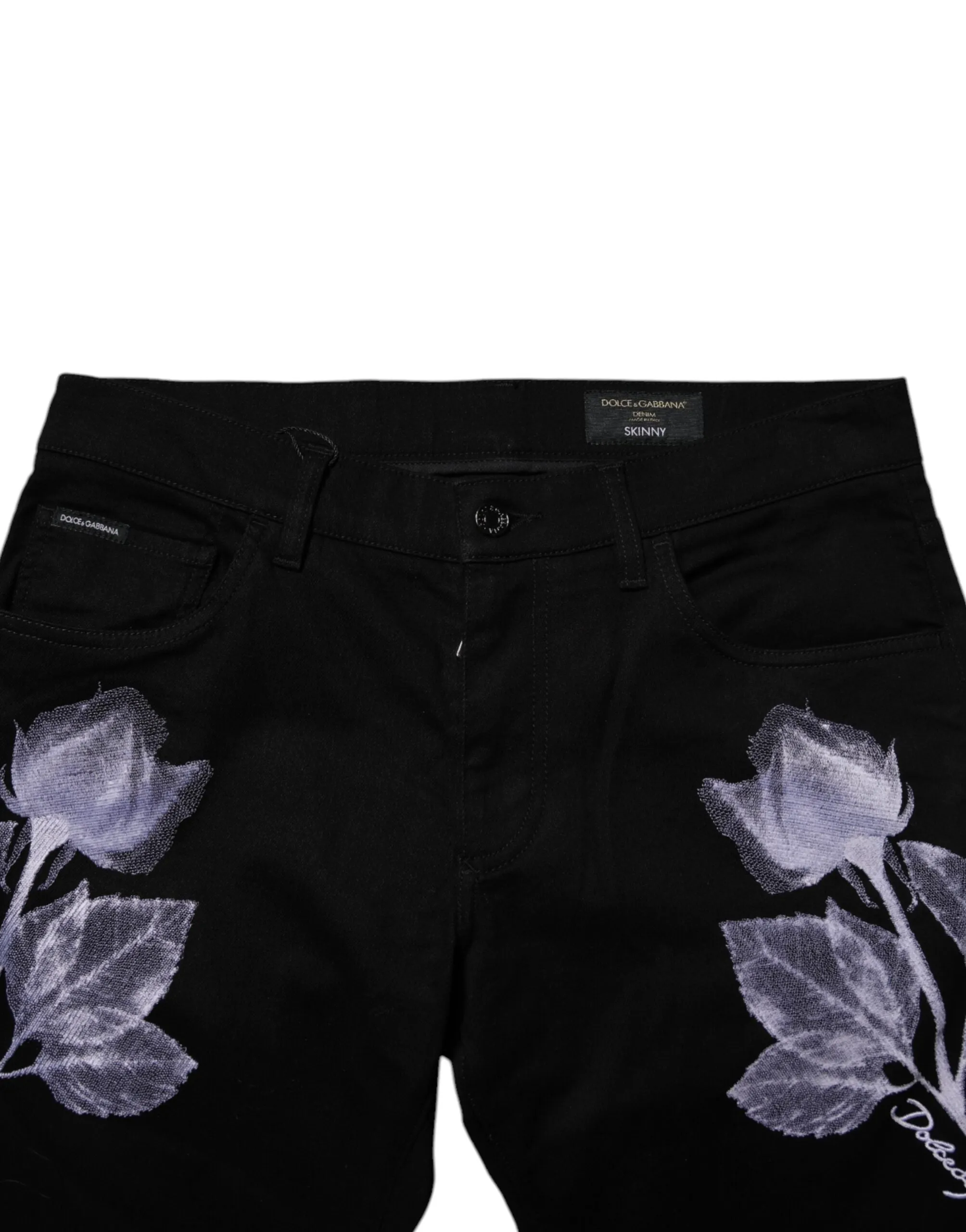 Dolce & Gabbana Blumen-Baumwoll-Skinny-Hose für Herren in Blau
