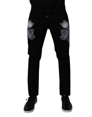 Dolce & Gabbana Blumen-Baumwoll-Skinny-Hose für Herren in Blau