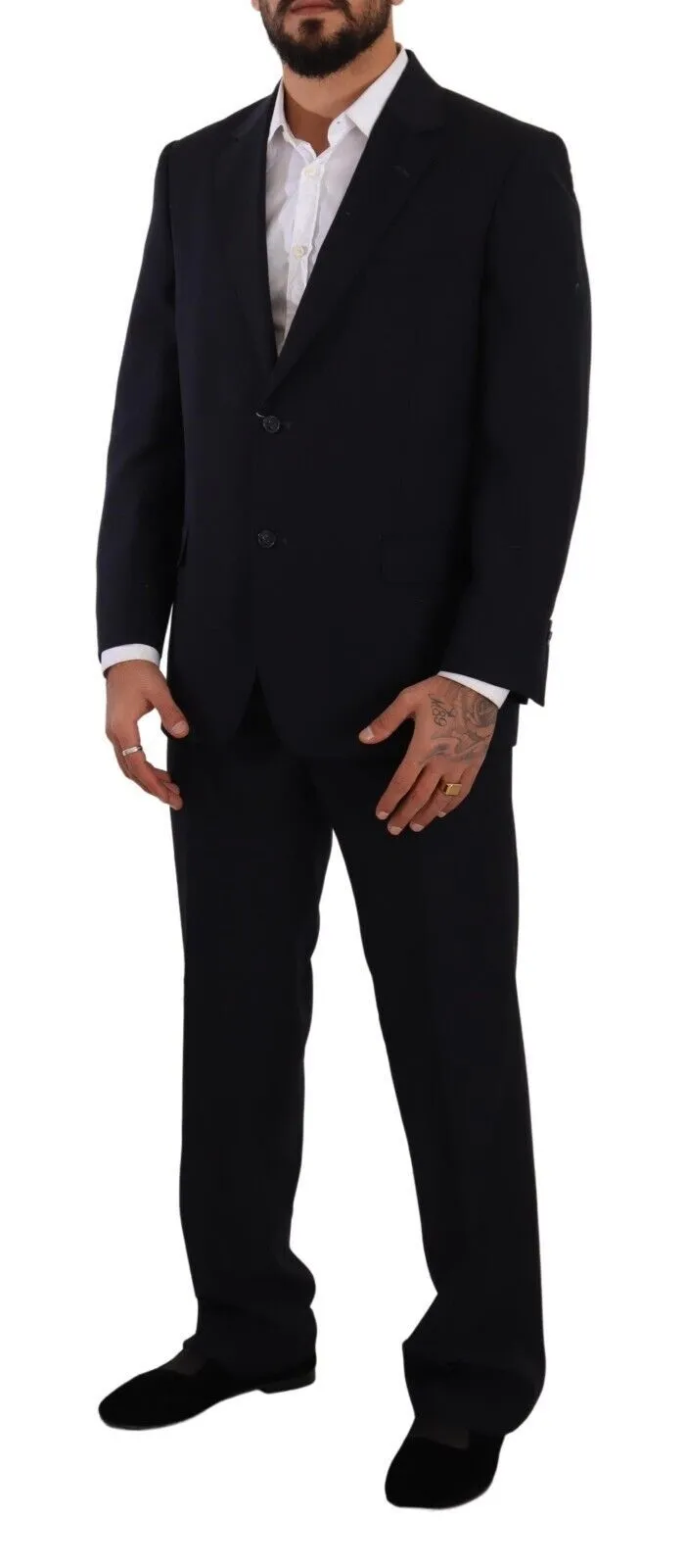 Domenico Tagliente blaues Polyester Einreihiger Formeller Herrenanzug