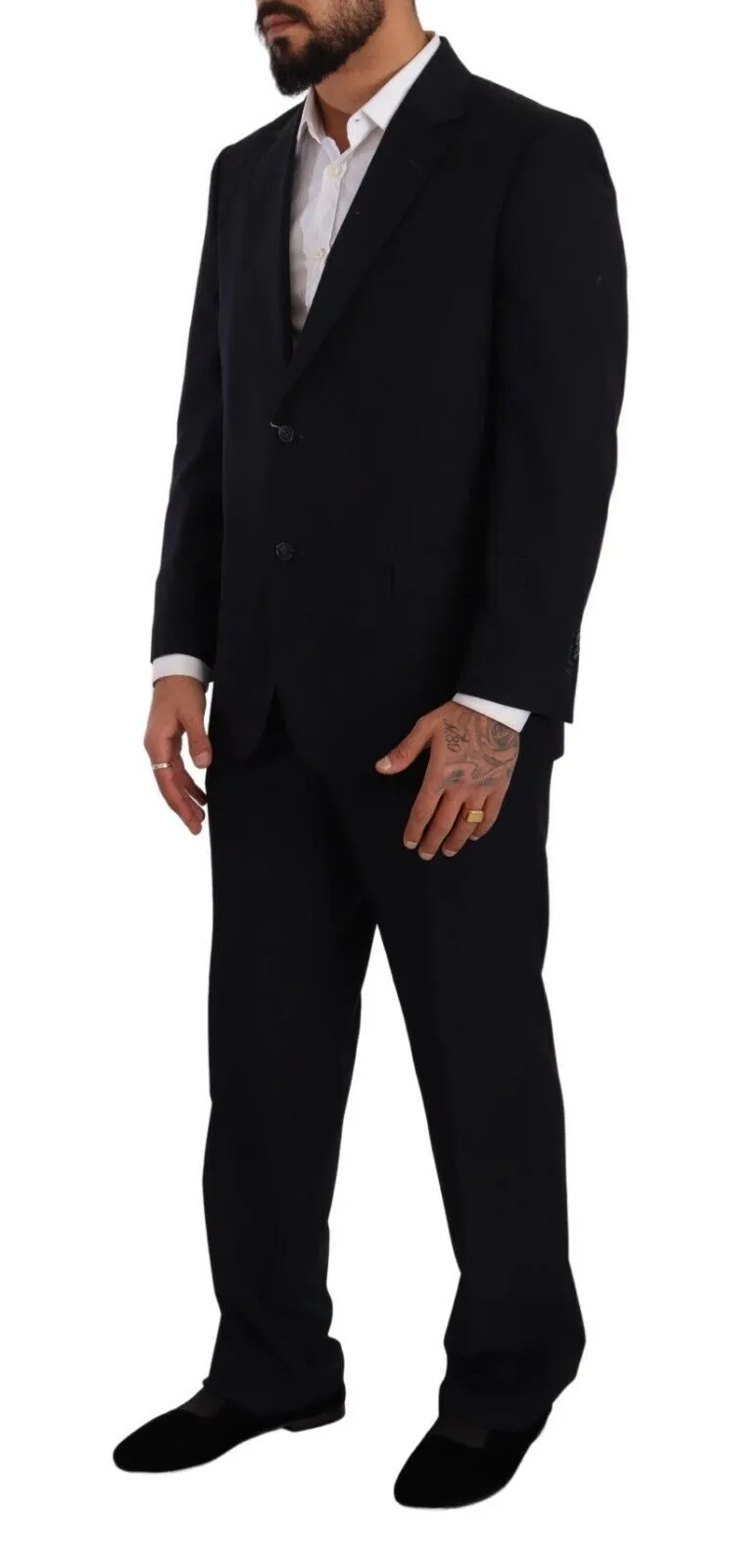 Domenico Tagliente blaues Polyester Einreihiger Formeller Herrenanzug