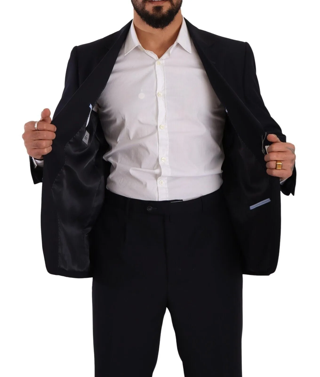 Domenico Tagliente blaues Polyester Einreihiger Formeller Herrenanzug