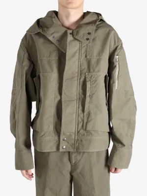 DRIES VAN NOTEN - Herren Kapuzenarmee-Reißverschlussjacke Kleidung_dries-van-noten