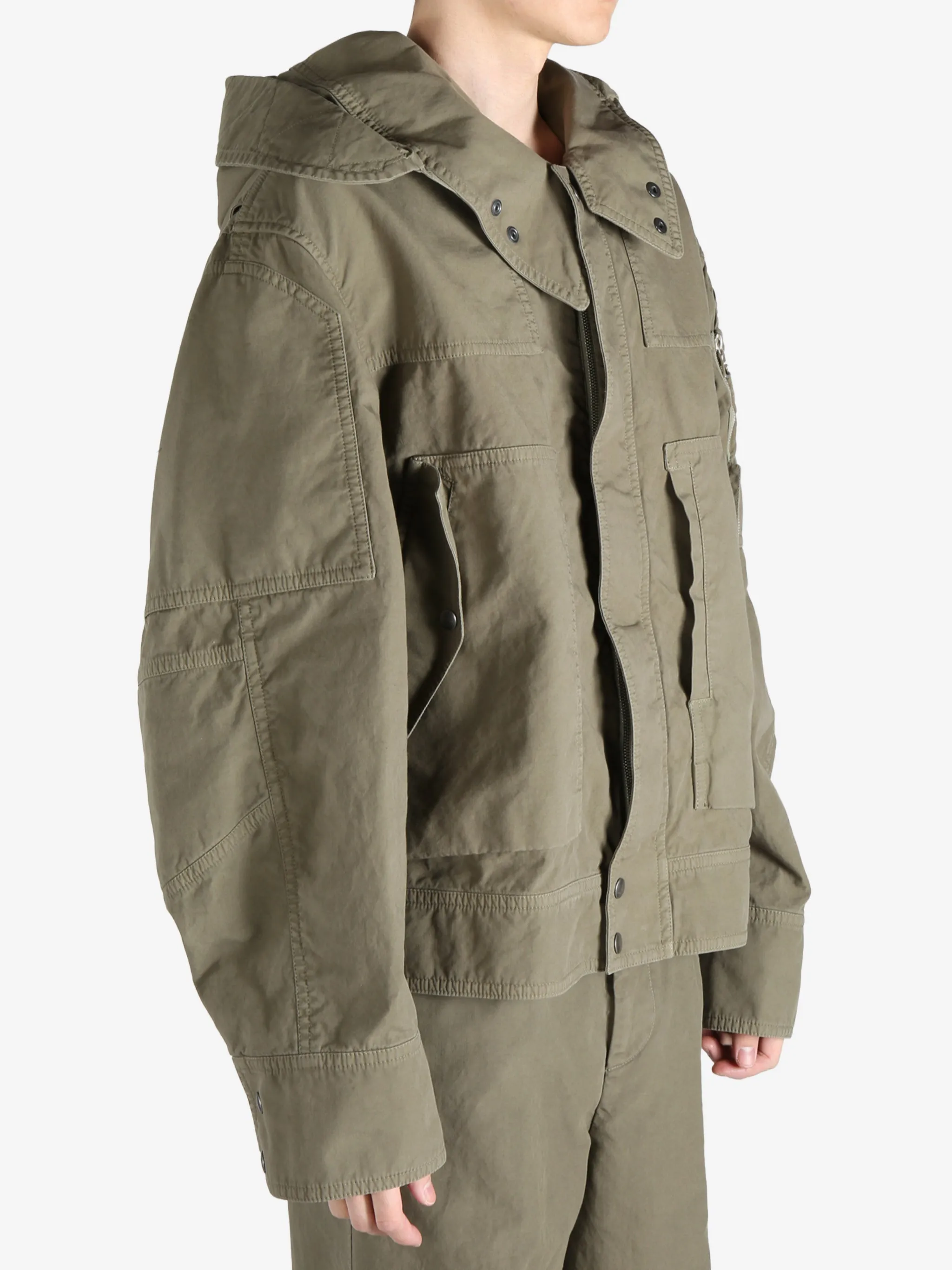 DRIES VAN NOTEN - Herren Kapuzenarmee-Reißverschlussjacke Kleidung_dries-van-noten
