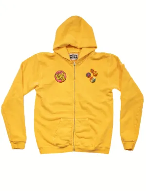 'Jeder mag' Kapuzen-Fleece mit Reißverschluss, Goldene Kleidung_madeworn
