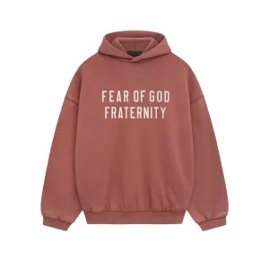 Fear of God Essentials Schwere Fleece Kapuzenpullover Karmesinrot
