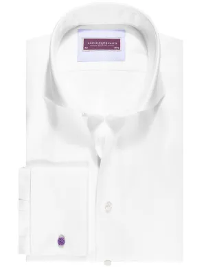 Gullit Twill Reisehemd Doppelmanschette Super Slim Fit Weiß