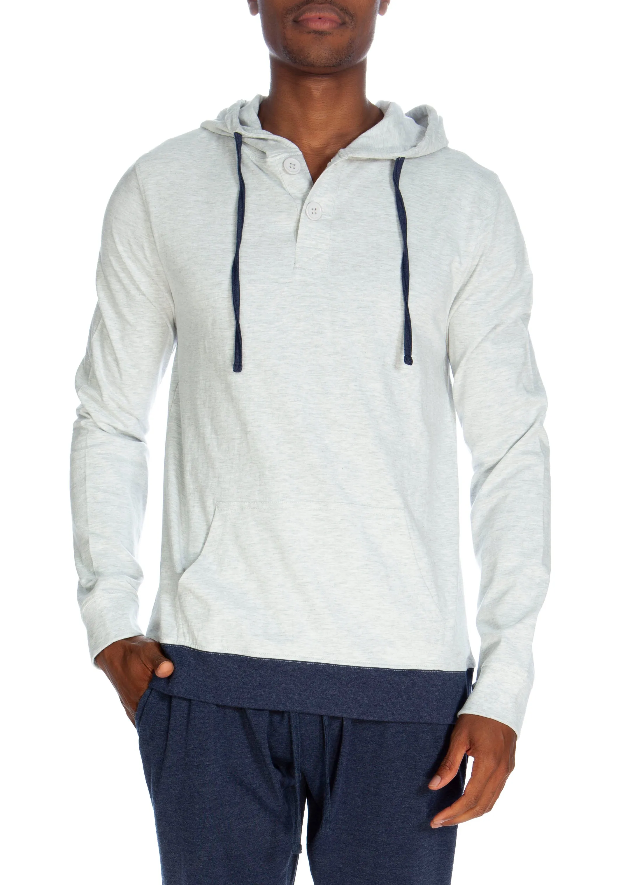 Henley Hoodie Mit Kontrastierter Manschette