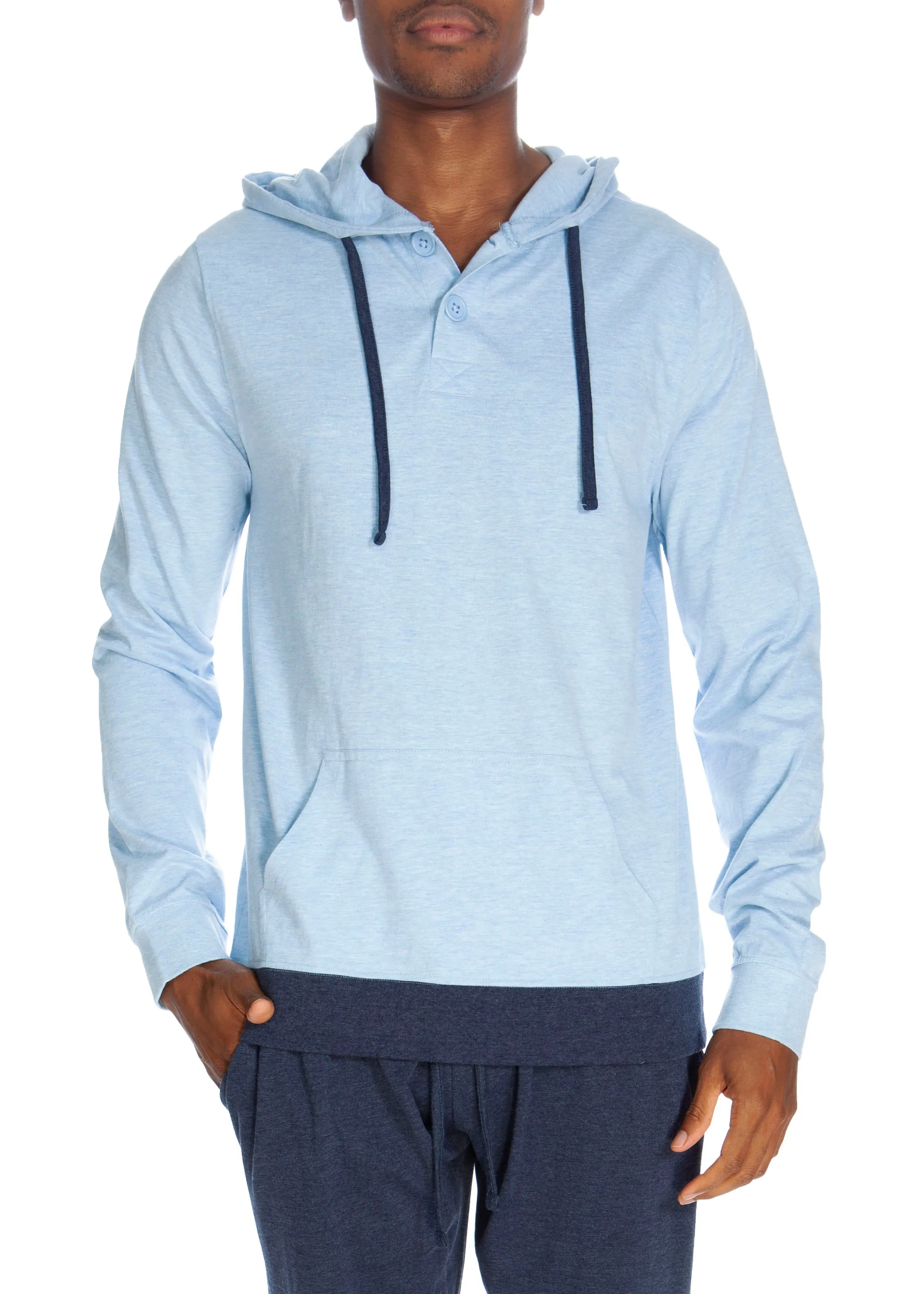 Henley Hoodie Mit Kontrastierter Manschette