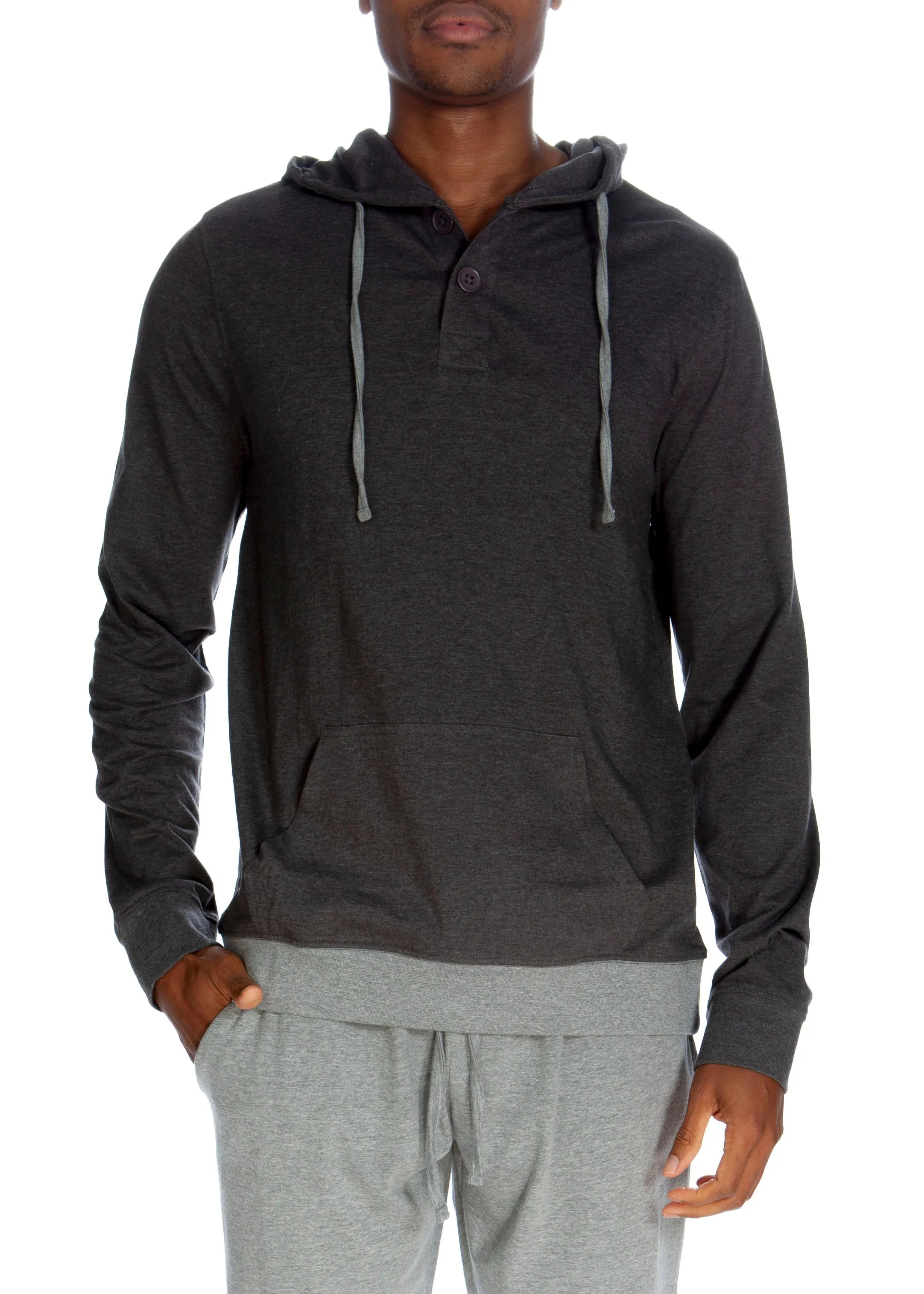 Henley Hoodie Mit Kontrastierter Manschette