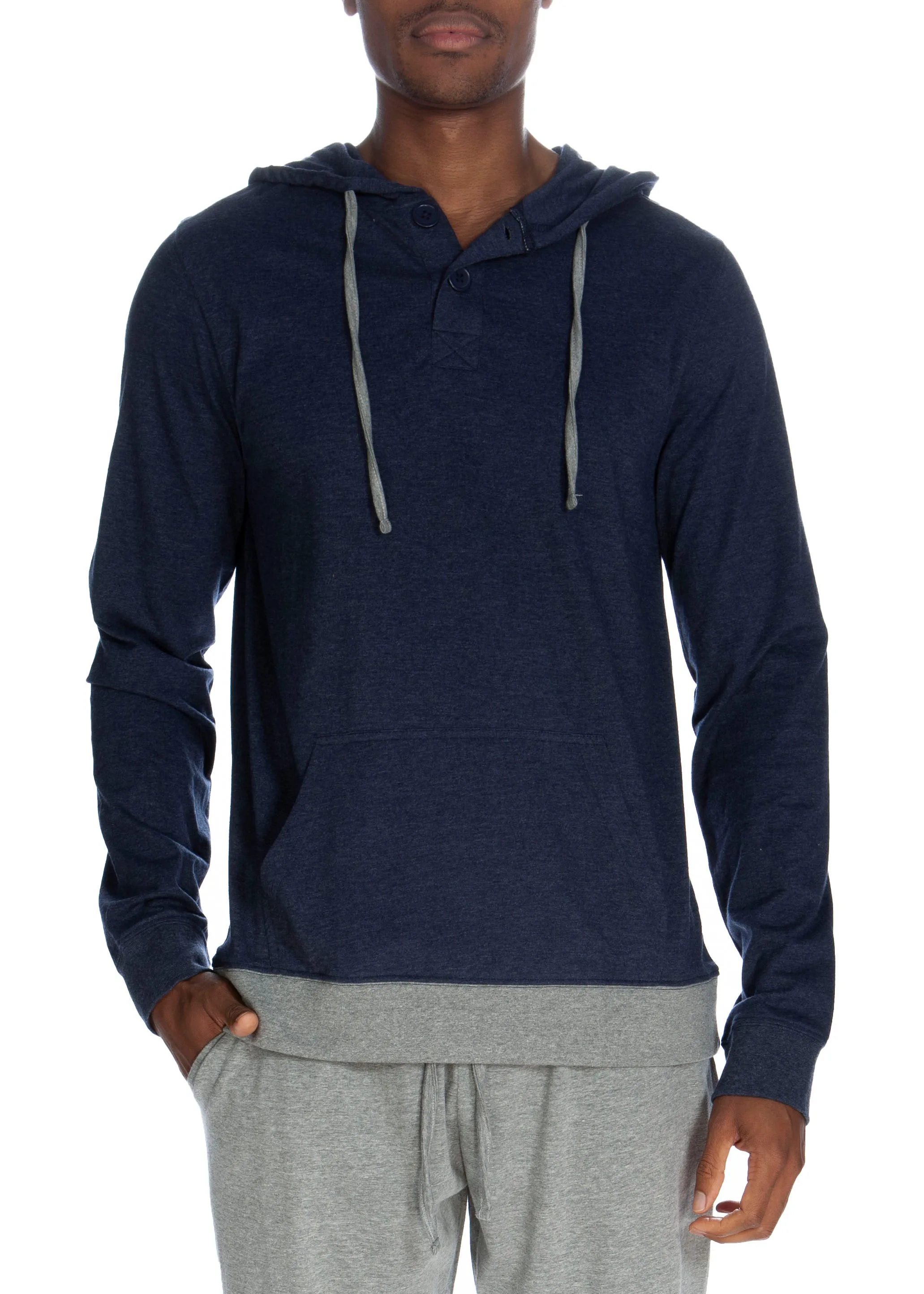 Henley Hoodie Mit Kontrastierter Manschette