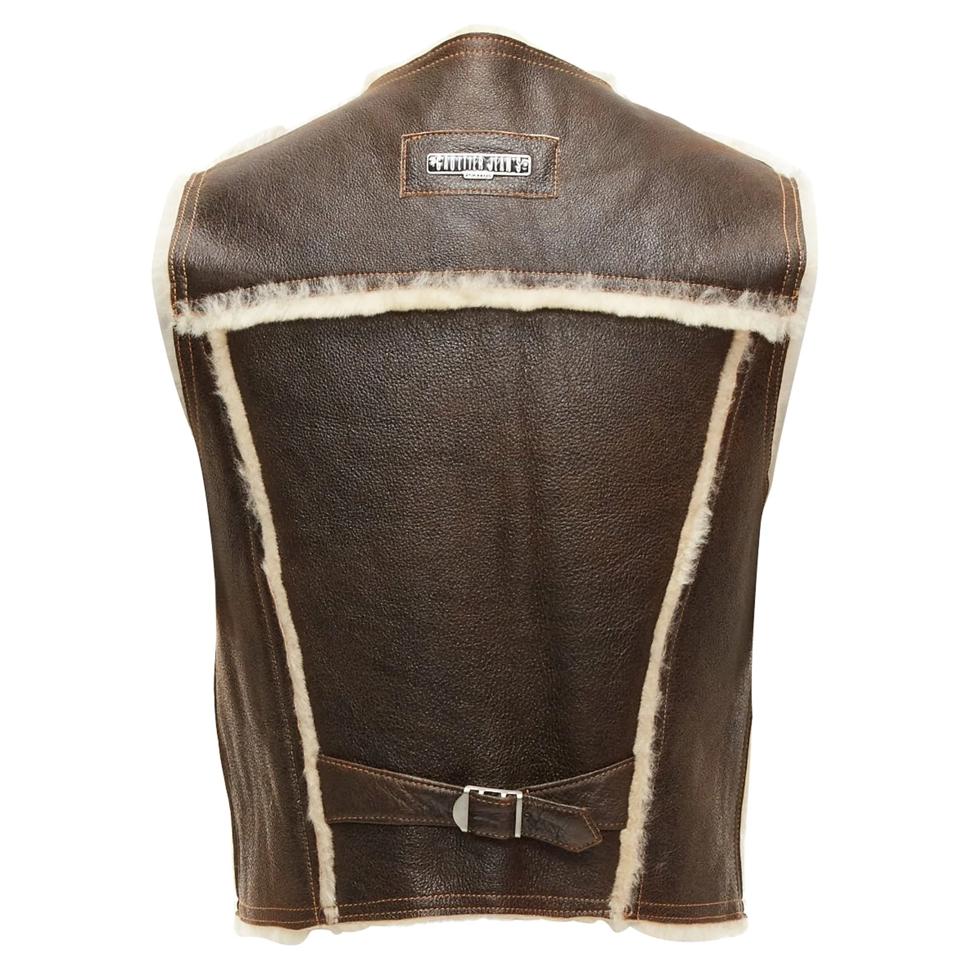 Jean Paul Gaultier Jeans Weste mit Scherlingfutter und Logo-Reißverschluss