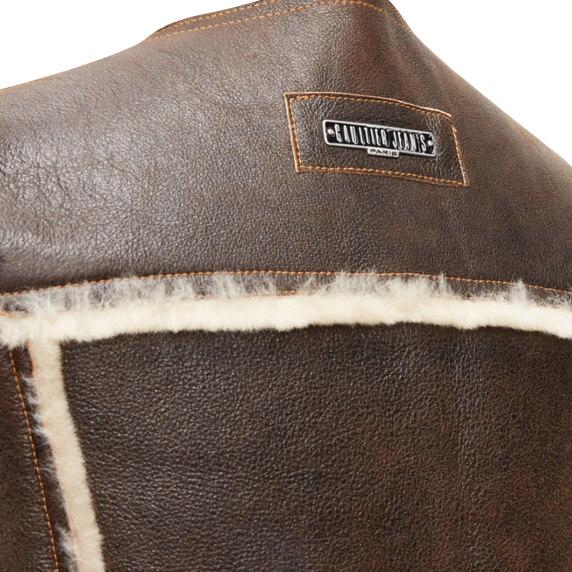 Jean Paul Gaultier Jeans Weste mit Scherlingfutter und Logo-Reißverschluss