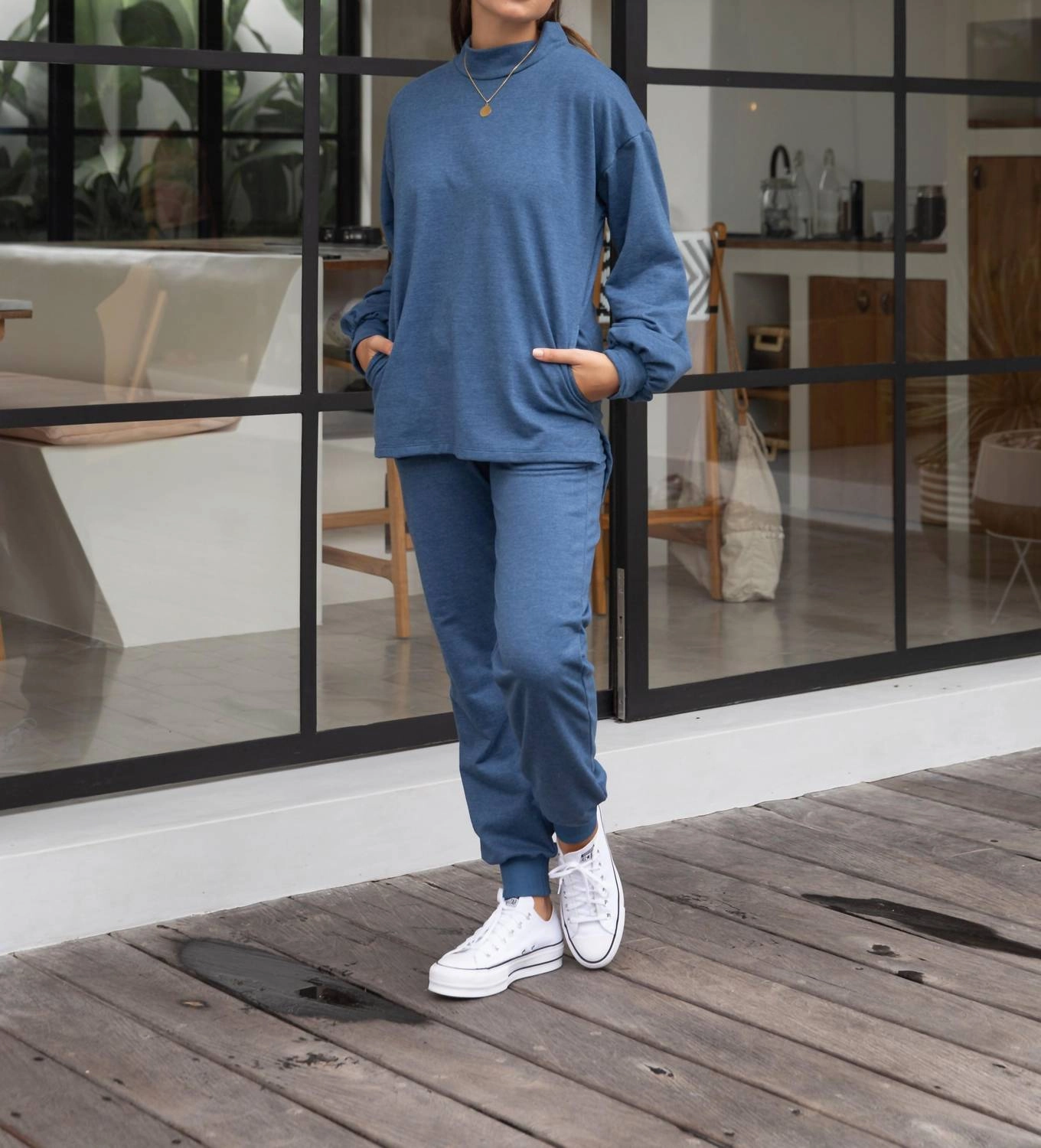 Loungewear Long Pocket Sweater In Indigo