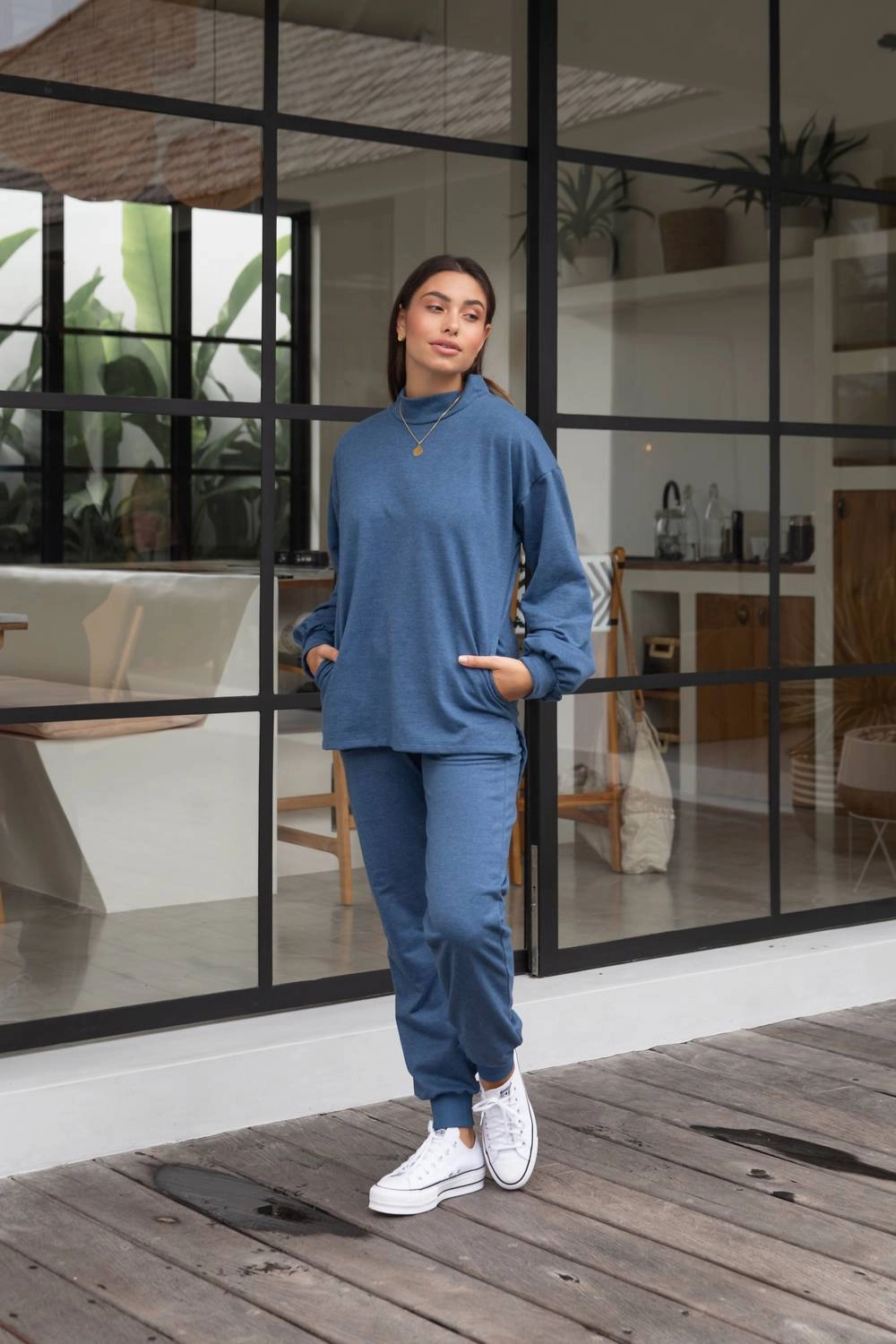 Loungewear Long Pocket Sweater In Indigo