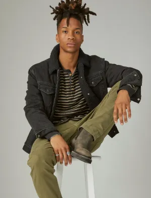 Lucky Brand Denim Trucker Jacke mit Kunstfellfutter Crescent Night Lucky Brand