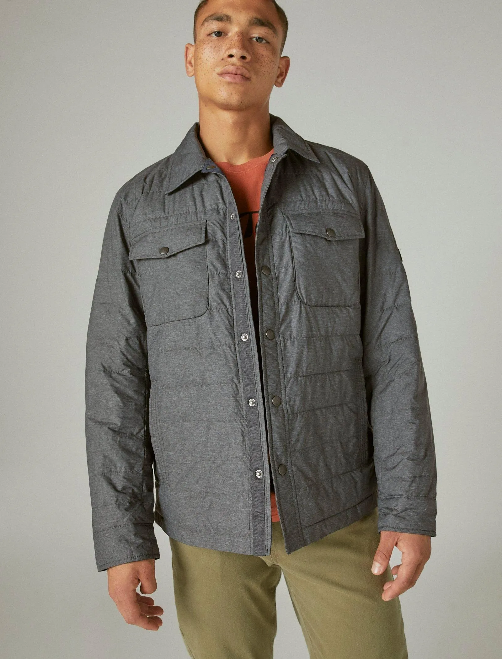 Lucky Brand Nylon Reversible Puffer Hemdjacke Navy Grau Mehrfarbig Lucky Brand