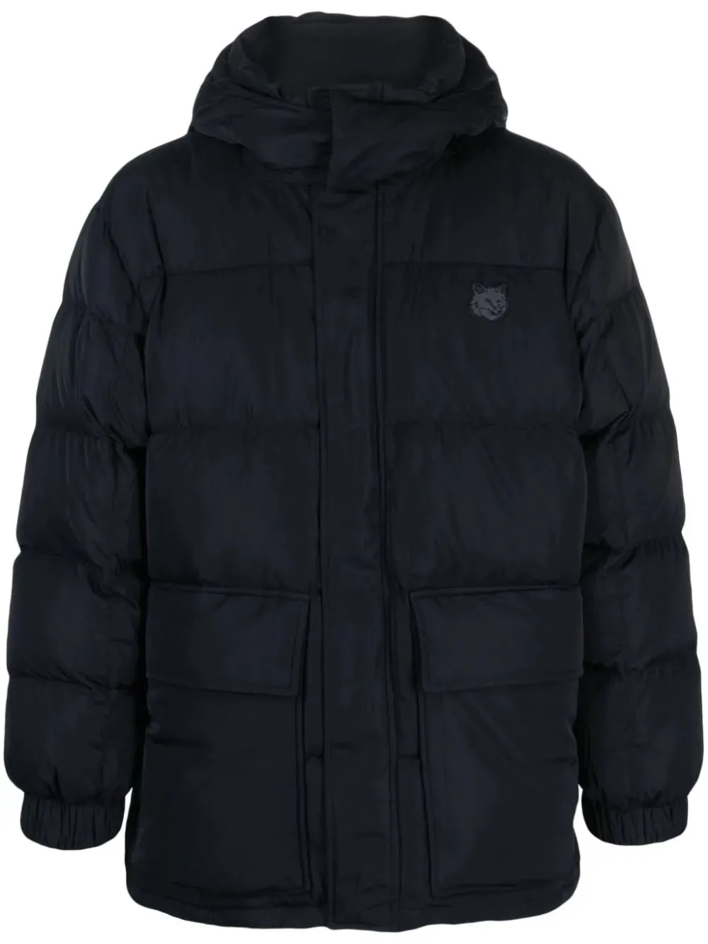 MAISON KITSUNE - Herren Nylon W Tonal Fuchs-Kopf-Patch Kapuzen-Pufferjacke Kleidung_maison-kitsune