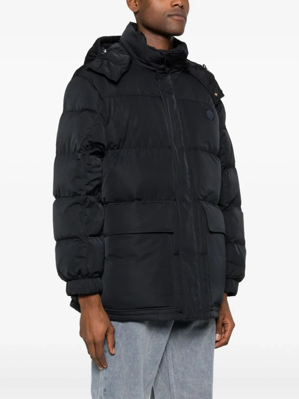 MAISON KITSUNE - Herren Nylon W Tonal Fuchs-Kopf-Patch Kapuzen-Pufferjacke Kleidung_maison-kitsune