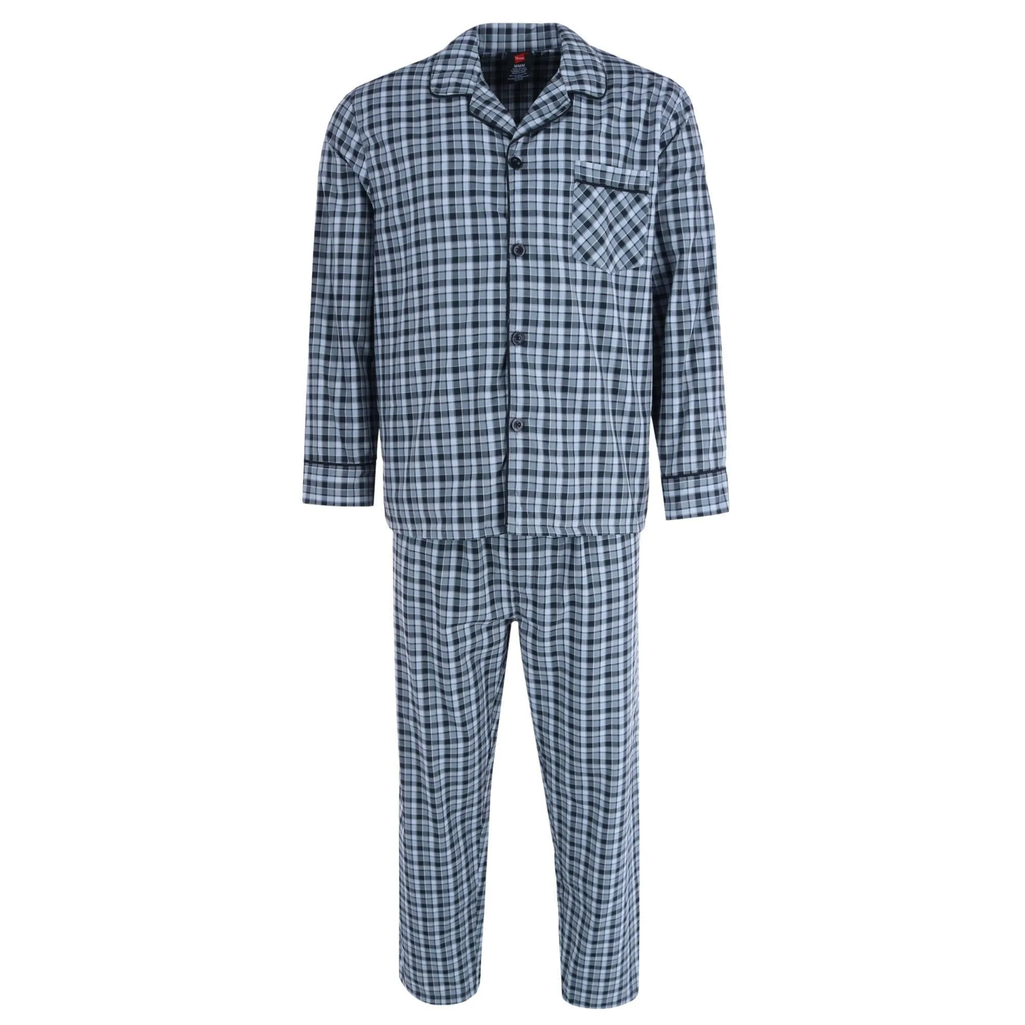 Herren Schlafanzug-Set aus Baumwolle mit langen Ärmeln für große und kräftige Männer