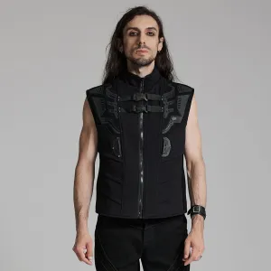 Herren Cyberpunk Reißverschluss-Weste mit Schnallen