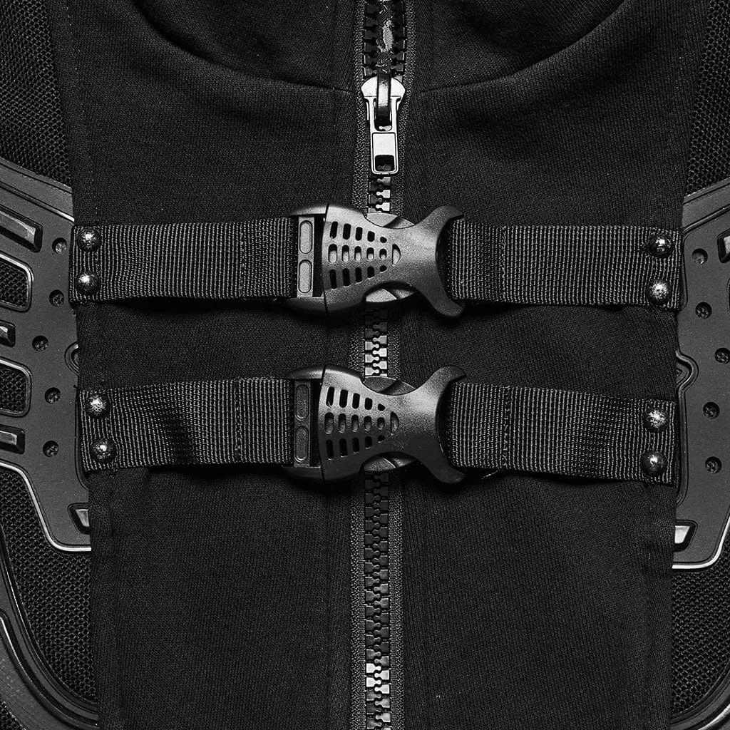 Herren Cyberpunk Reißverschluss-Weste mit Schnallen