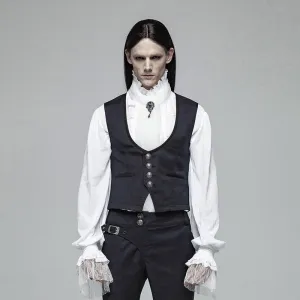 Herren-Gothic-Einreihige-Weste-Blau
