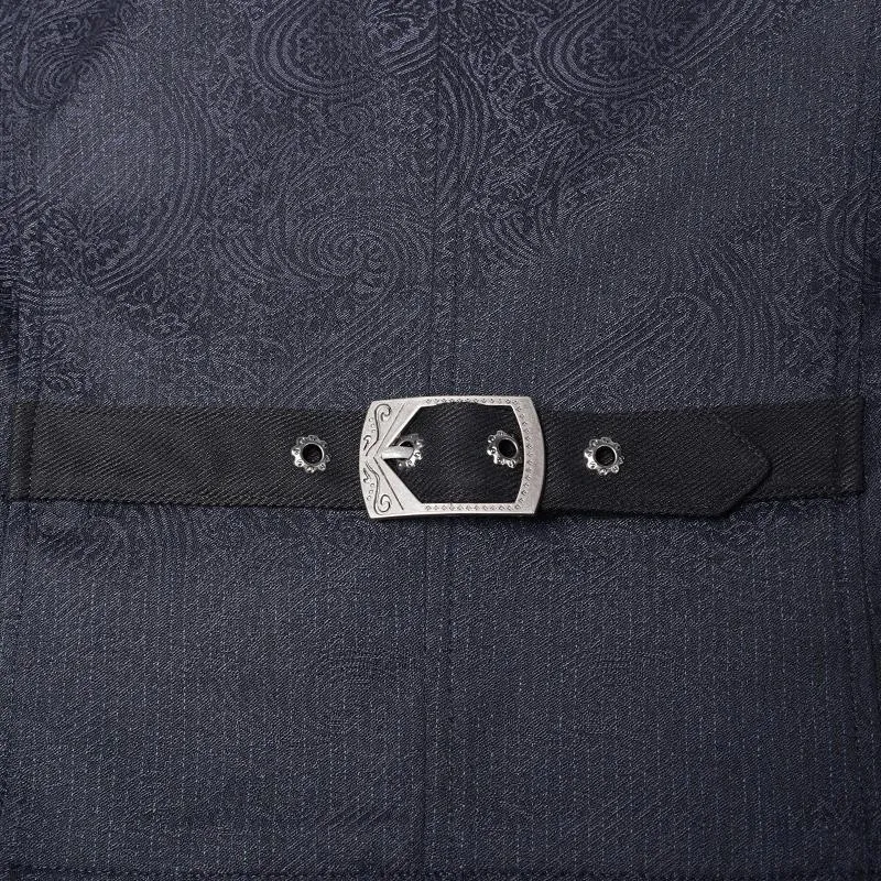 Herren-Gothic-Einreihige-Weste-Blau