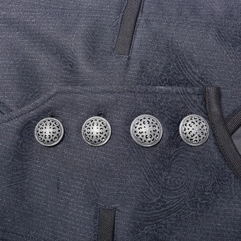 Herren-Gothic-Einreihige-Weste-Blau