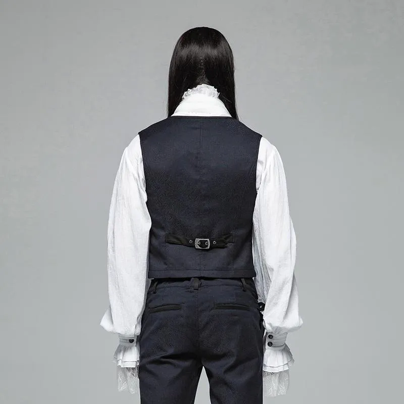 Herren-Gothic-Einreihige-Weste-Blau