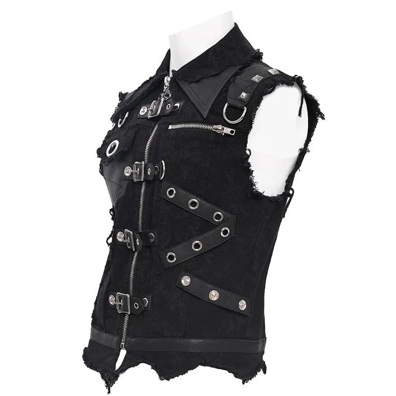 Männer Gothic-Vest mit Schnürung und Rissen