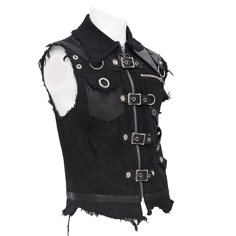 Männer Gothic-Vest mit Schnürung und Rissen