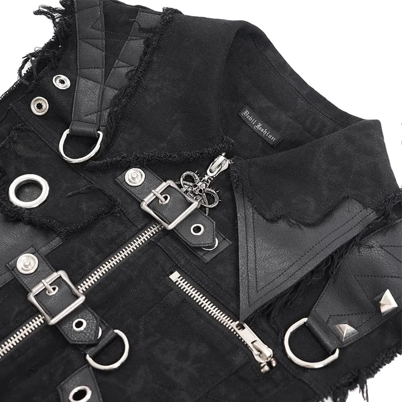 Männer Gothic-Vest mit Schnürung und Rissen