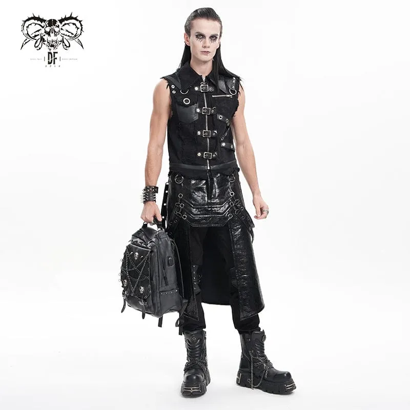 Männer Gothic-Vest mit Schnürung und Rissen