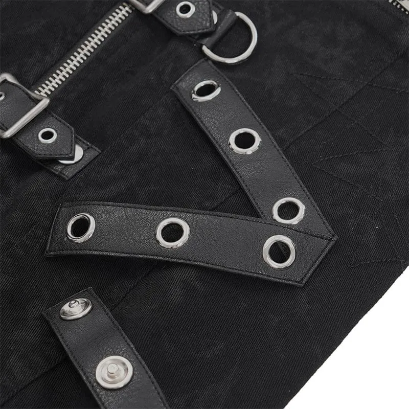 Männer Gothic-Vest mit Schnürung und Rissen