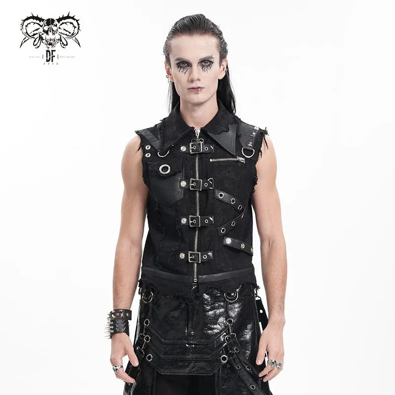 Männer Gothic-Vest mit Schnürung und Rissen