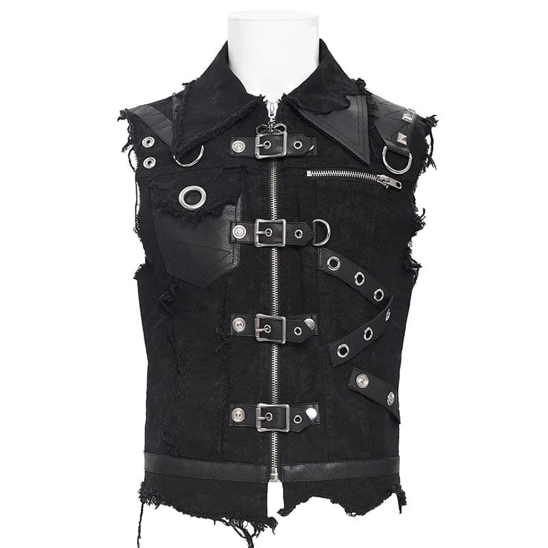 Männer Gothic-Vest mit Schnürung und Rissen