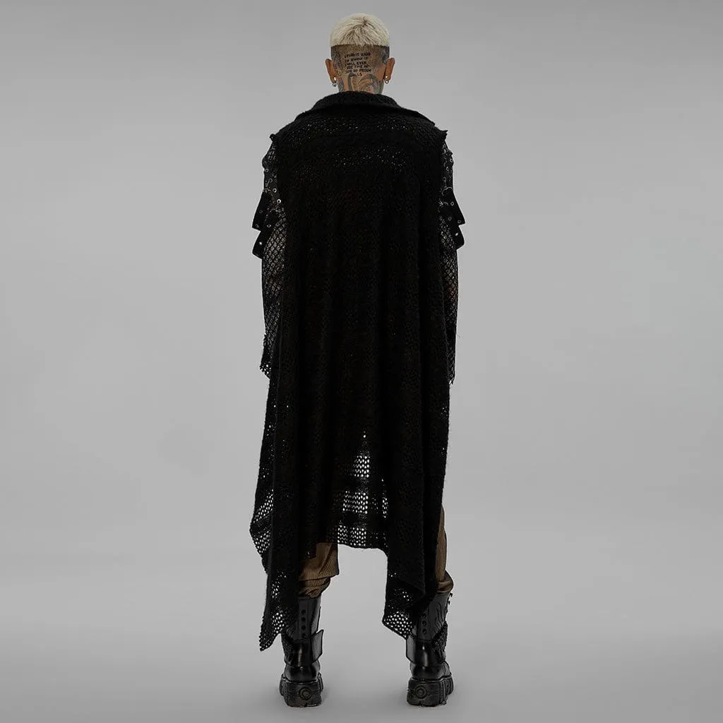 Herren Gothic Schnallen Unregelmäßiges Mesh-Weste