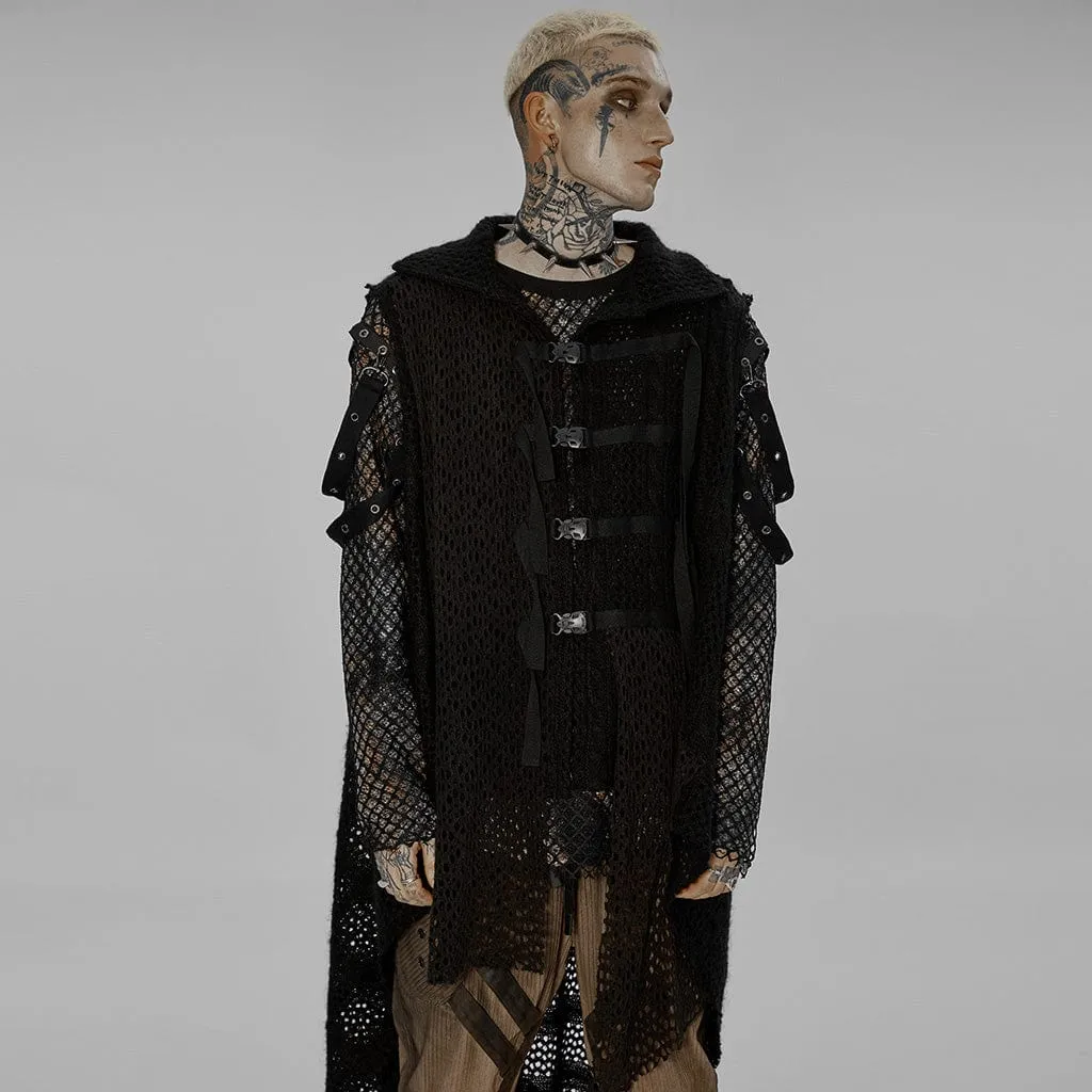 Herren Gothic Schnallen Unregelmäßiges Mesh-Weste