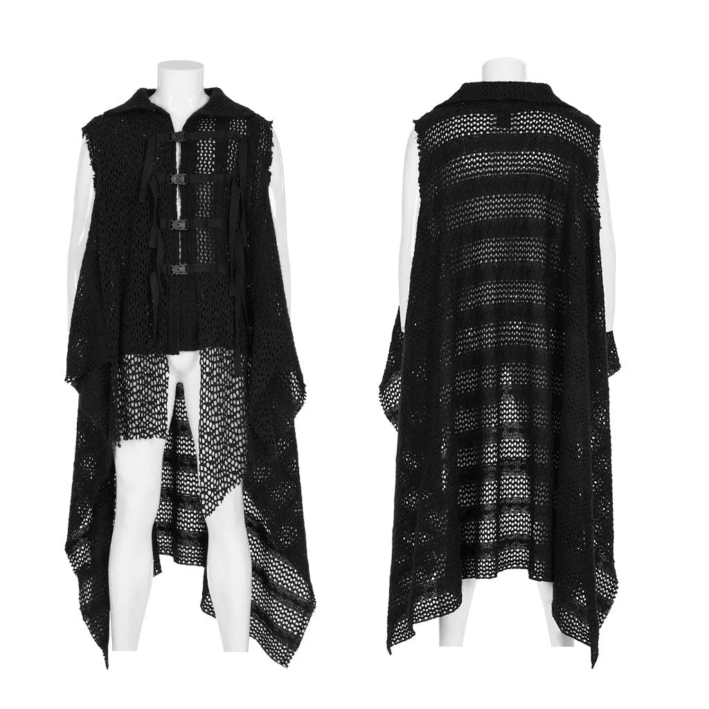 Herren Gothic Schnallen Unregelmäßiges Mesh-Weste