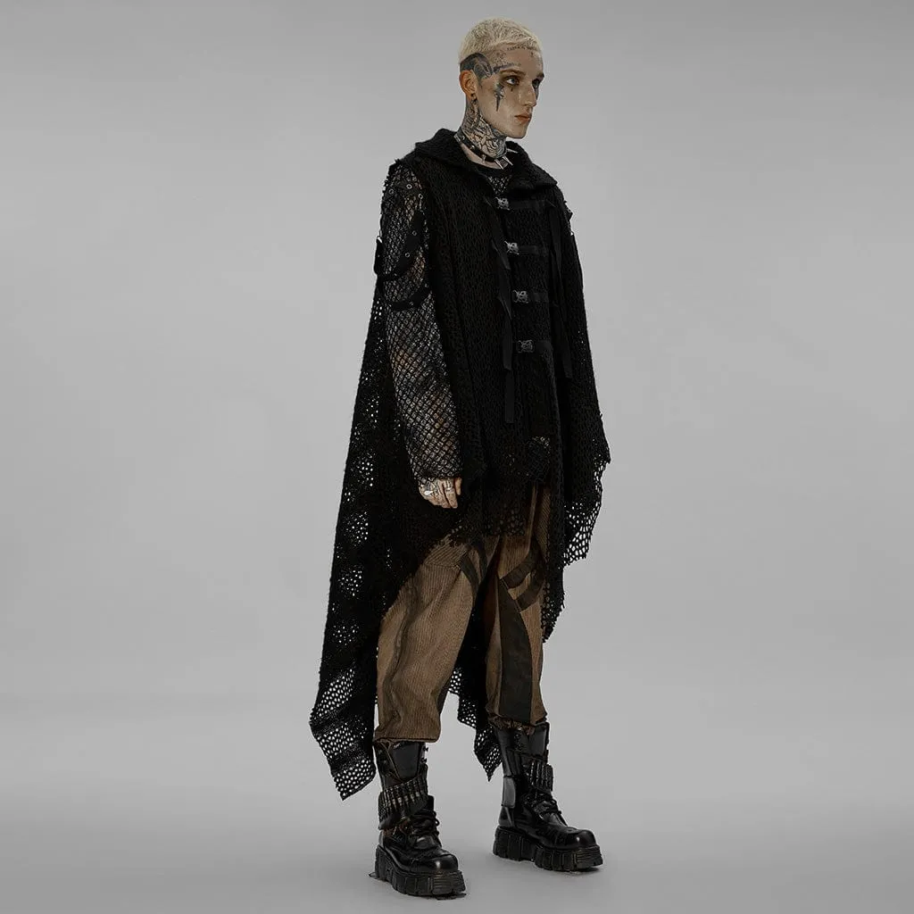 Herren Gothic Schnallen Unregelmäßiges Mesh-Weste