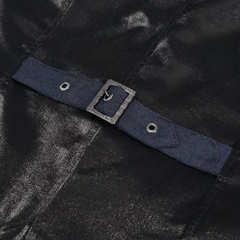 Herren Gothic Cashew bedruckter Schwalbenschwanz-Blauer Taillenmantel