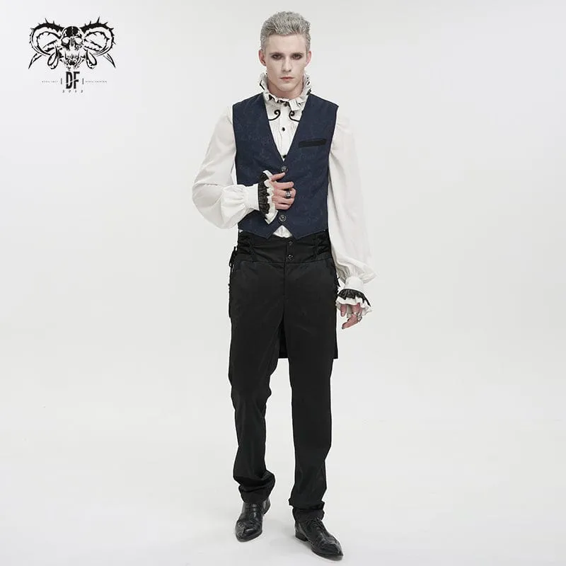 Herren Gothic Cashew bedruckter Schwalbenschwanz-Blauer Taillenmantel