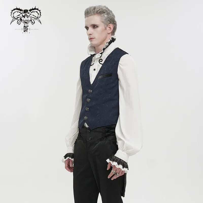 Herren Gothic Cashew bedruckter Schwalbenschwanz-Blauer Taillenmantel