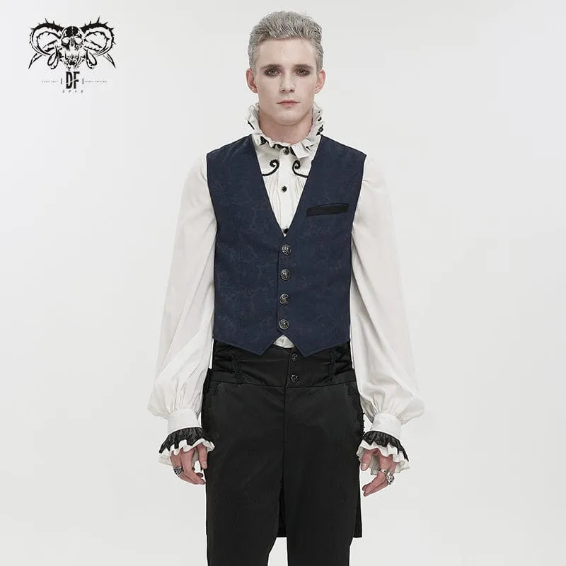 Herren Gothic Cashew bedruckter Schwalbenschwanz-Blauer Taillenmantel