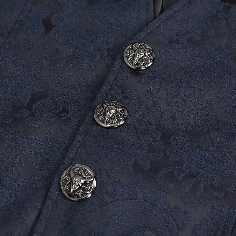 Herren Gothic Cashew bedruckter Schwalbenschwanz-Blauer Taillenmantel