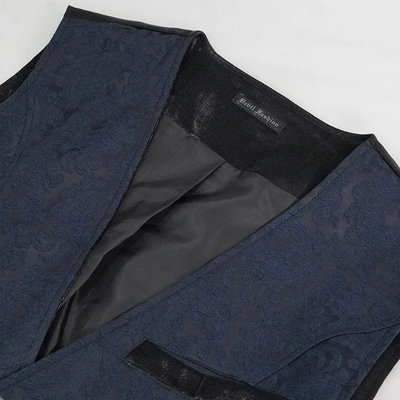 Herren Gothic Cashew bedruckter Schwalbenschwanz-Blauer Taillenmantel