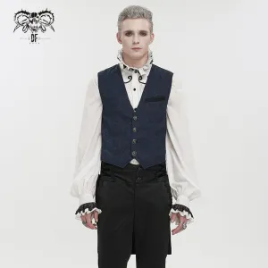 Herren Gothic Cashew bedruckter Schwalbenschwanz-Blauer Taillenmantel